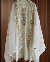 Elegant Cotton Printed Embroidery Un-Stitched Suit